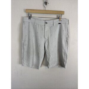 Travis Mathew Golf Shorts Mens 32 Gray Palm Tree Print Performance Stretch